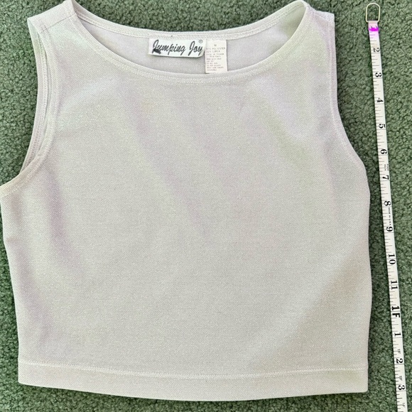 Retro Vintage Crop Top - white with slight silver sparkle - Picture 4 of 8